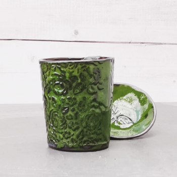 Kubek ceramiczny, zielony, róże 500ml